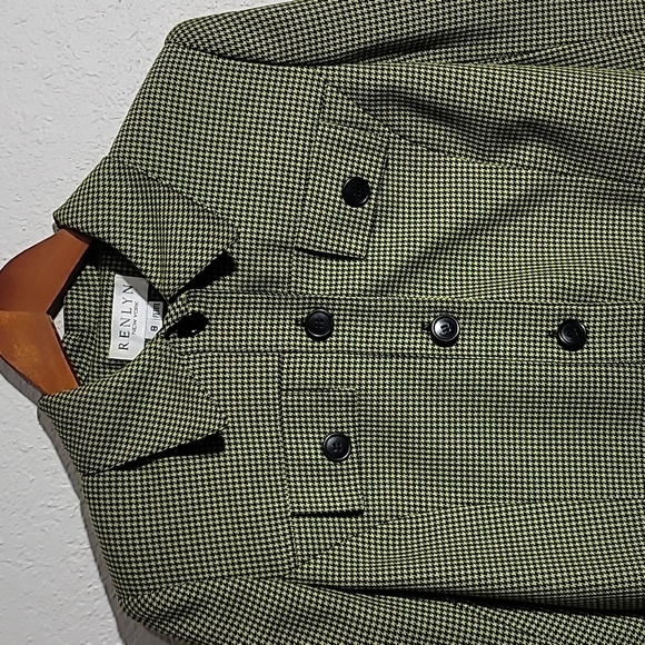 Renlyn New York Green&Black Checkered Short Long Sleeve Jacket Sz. 8 Petite - Picture 5 of 12